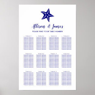 Póster Letrero de gráfico de asientos de boda de estrella