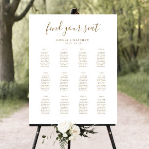 Póster Letrero de Gráfico de Asientos de Boda Elegante Bl