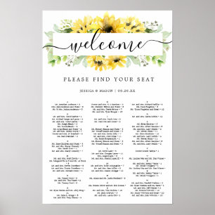 Póster Letrero de Gráfico de Asientos de Boda en Jardín d