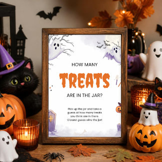 Póster Letrero de Halloween Cuántos Dulces Hay en el Fras