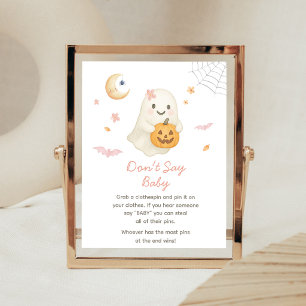 Póster Letrero de Halloween Rosa Little Boo No Digas Bebé