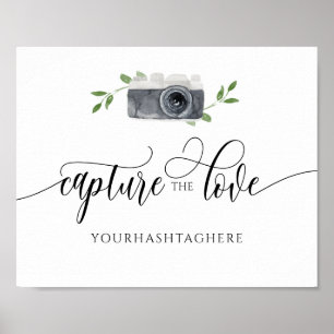 Póster Letrero de Hashtag de Boda Comparte Amor Cámara Ac