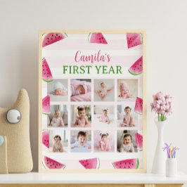 Póster Letrero de Hito de Cumpleaños de Sandía