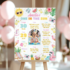 Póster Letrero de Hito de Cumpleaños de Verano en la Play