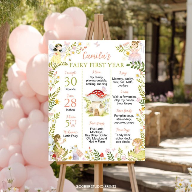 Póster Letrero de hito de cumpleaños del primer jardín fl (Subido por el creador)
