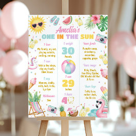 Póster Letrero de hito de fiesta de verano para niña Uno