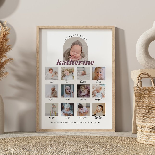 Póster Letrero de hito del primer cumpleaños de bebé Boho (Subido por el creador)