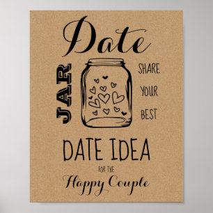 Póster Letrero de idea de fecha de juego de ducha nupcial