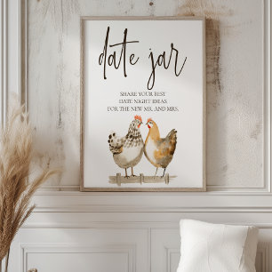 Póster Letrero de idea de noche de cita con pollo de gran