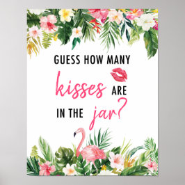 Póster Letrero de Juego de Adivina Cuántos Besos Tropical