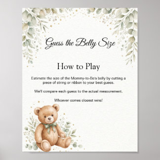 Póster Letrero de juego de adivinanza del tamaño de la ba