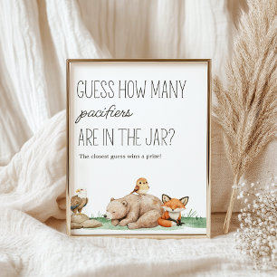 Póster Letrero de Juego de Adivinanza para Baby Shower de