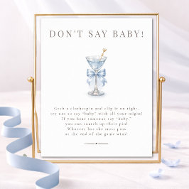 Póster Letrero de juego de baby shower Blue Martini Baby