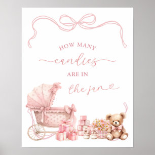 Póster Letrero de Juego de Baby Shower Carruaje Coquette