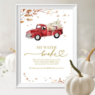 Póster Letrero de juego de baby shower de camión de otoño