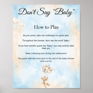 Póster Letrero de Juego de Baby Shower de Osito de Peluch
