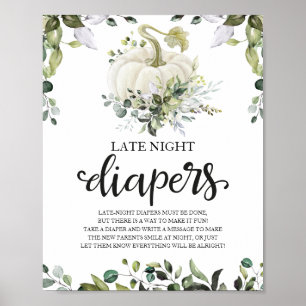 Póster Letrero de Juego de Baby Shower: Pañales de Noche 
