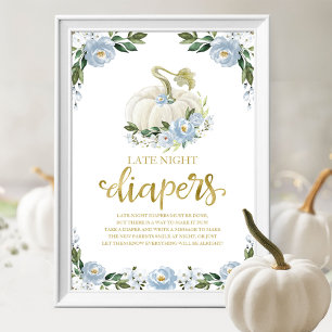 Póster Letrero de Juego de Baby Shower: Pañales Nocturnos