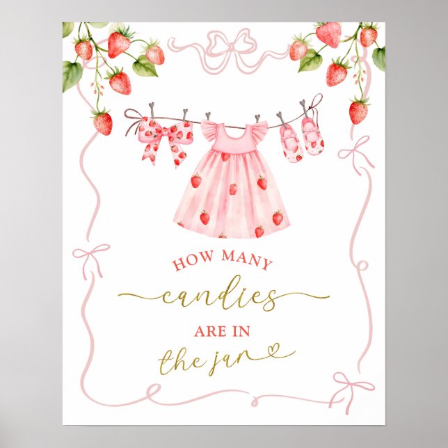 Póster Letrero de Juego de Ropa de Bebé Coquette Rosa Ber (Frente)