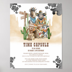 Póster Letrero de la cápsula del tiempo del primer rodeo 