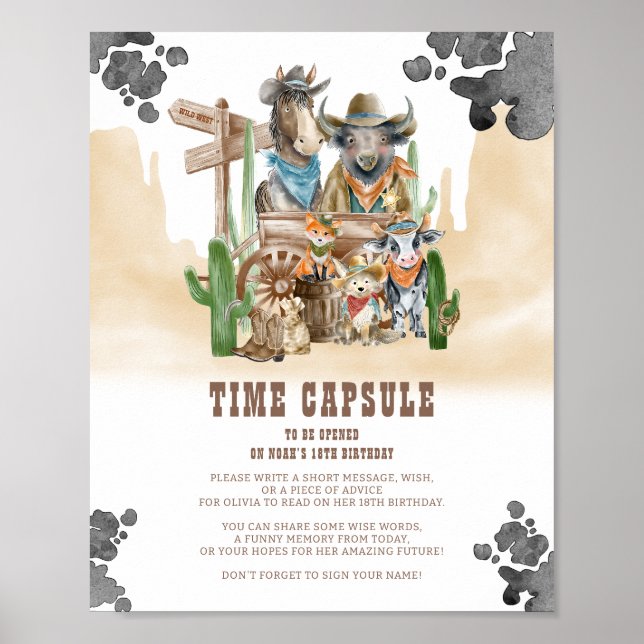Póster Letrero de la cápsula del tiempo del primer rodeo  (Frente)