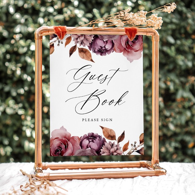 Póster Letrero de Libro de Firmas de Boda Floral de Otoño (Subido por el creador)