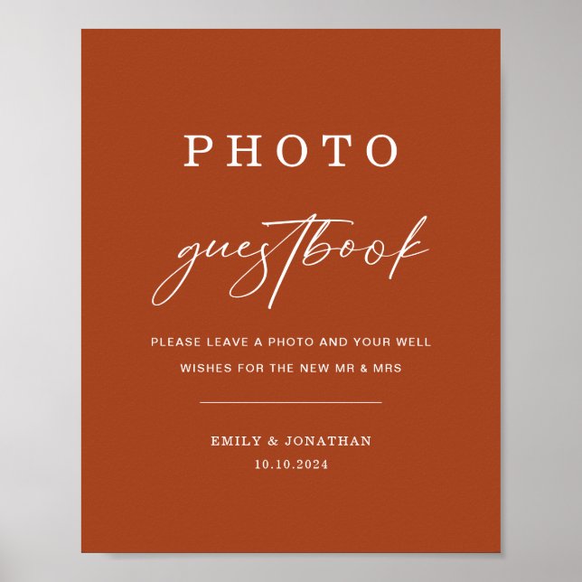 Póster Letrero de Libro de Firmas de Fotos de Boda Boho d (Frente)