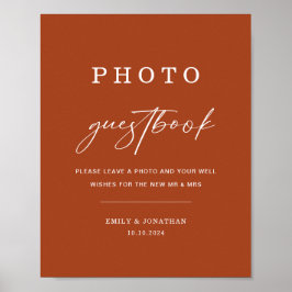 Póster Letrero de Libro de Firmas de Fotos de Boda Boho T