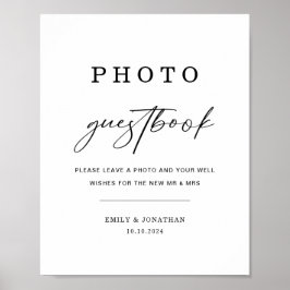 Póster Letrero de Libro de Firmas de Fotos de Boda Elegan