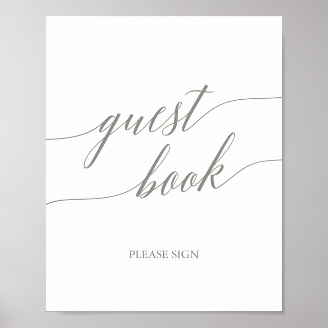 Póster Letrero de Libro de Invitados con Caligrafía en Ve (Frente)