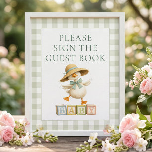 Póster Letrero de Libro de Invitados de Baby Shower de Gi