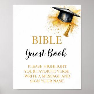 Póster Letrero de Libro de Invitados de Biblia de Graduac