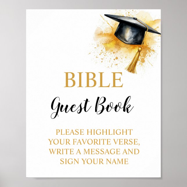 Póster Letrero de Libro de Invitados de Biblia de Graduac (Frente)