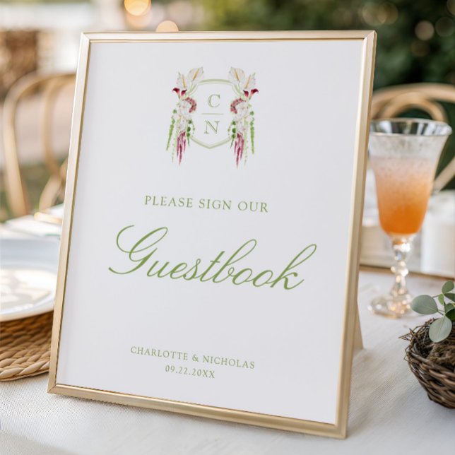 Póster Letrero de Libro de Invitados de Boda con Monogram (Subido por el creador)