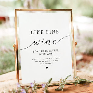 Póster Letrero de Libro de Invitados de Boda de Vino Mini