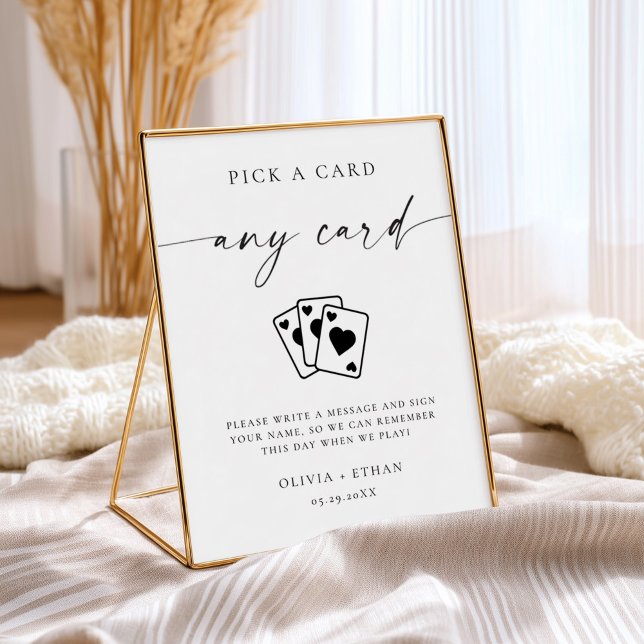 Póster Letrero de Libro de Invitados de Bodas con Cartas  (Playing Cards Wedding Guest Book Sign )