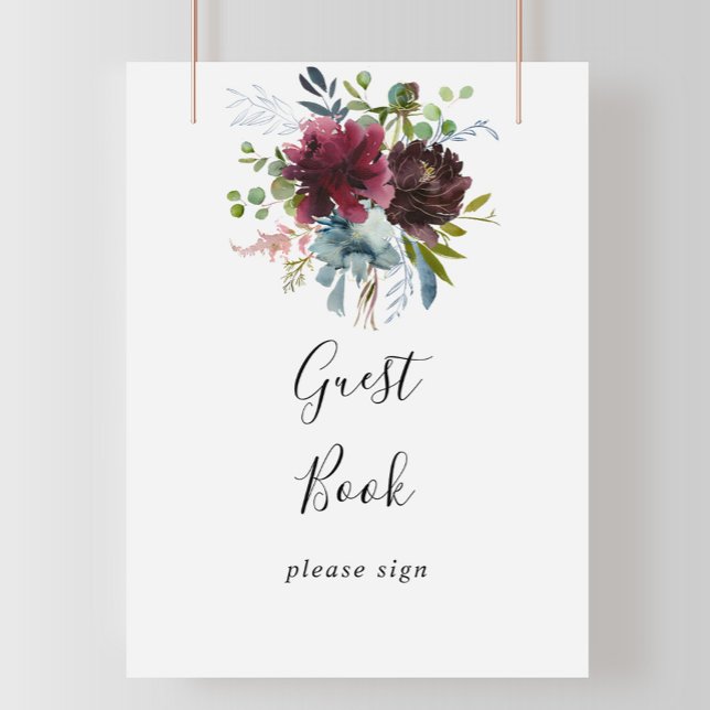Póster Letrero de Libro de Invitados Floral y Follaje de  (Subido por el creador)
