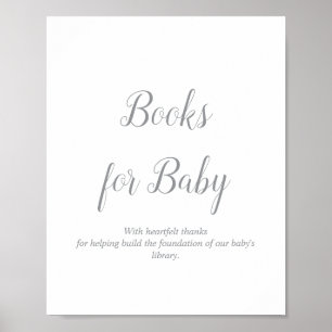Póster Letrero de Libros de Plata para Baby Shower