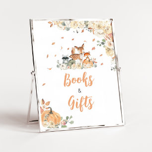 Póster Letrero de Libros y Regalos de Animales del Bosque