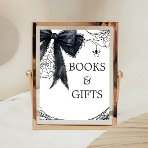 Póster Letrero de Libros y Regalos Gótico de Lazo Negro L
