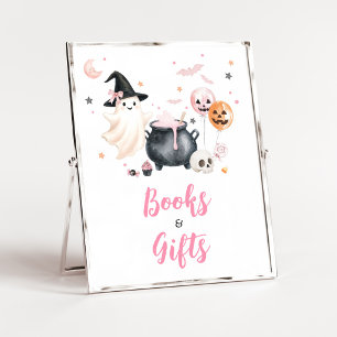 Póster Letrero de Libros y Regalos Little Boo Pink Ghost