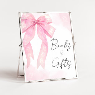 Póster Letrero de Libros y Regalos para Baby Shower de Bo