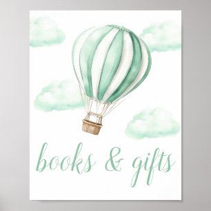 Póster Letrero de Libros y Regalos para Baby Shower de Gl