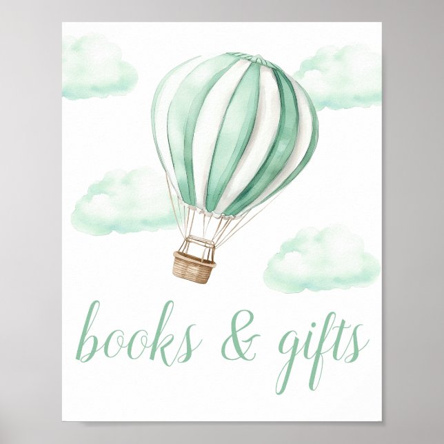 Póster Letrero de Libros y Regalos para Baby Shower de Gl (Frente)