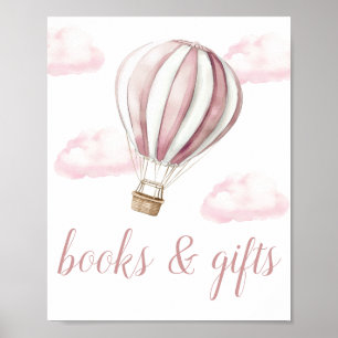 Póster Letrero de Libros y Regalos para Baby Shower de Gl
