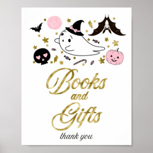 Póster Letrero de libros y regalos para baby shower de Ha