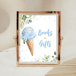 Póster Letrero de Libros y Regalos para Baby Shower de He