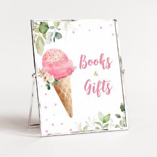Póster Letrero de Libros y Regalos para Baby Shower de He