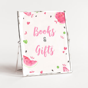 Póster Letrero de Libros y Regalos para Baby Shower de Ni