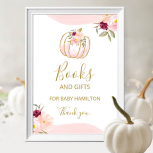 Póster Letrero de Libros y Regalos para Baby Shower de Ni